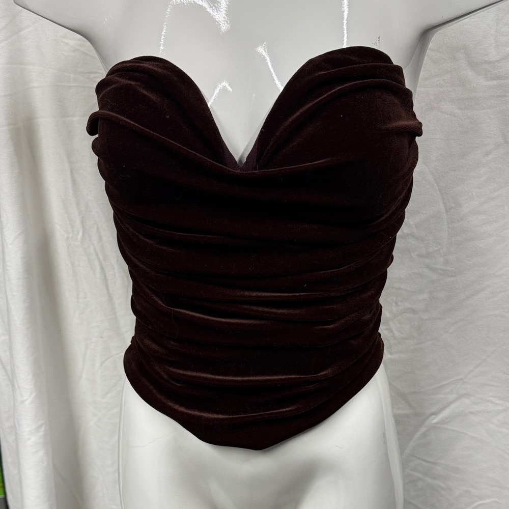 Express Dark Brown Strapless Dress